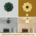 9.8" Milk Glass Pendant Light Fixture Modern Chandelier Vintage Semi Flush Mount Ceiling Light Height Adjustable Green Hanging 1-Light for Kitchen, Hallway, Bedroom, Dining Room, Small