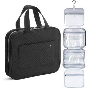 Ms. Pen-Travel Toiletry Bag for Women & Men with Hanging Hook, Black, Portable Water-Resistant Travel Makeup Bag