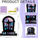 Chiisong 24 Sets Easter Religious Cross Crafts He Lives Religious Tissue Paper Sign Easter Crafts Kit Resurrection DIY Suncatcher Art Christian Ornaments Jesus Sunday Art