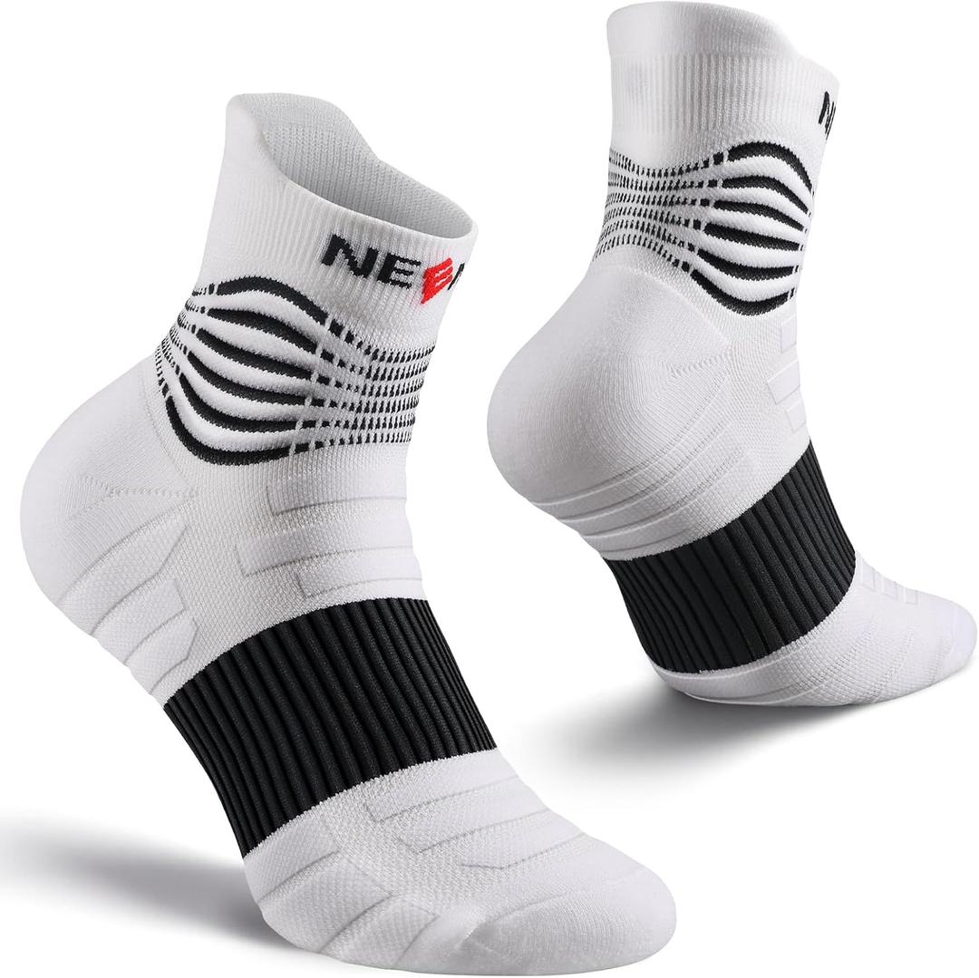 NEENCA Professional Compression Socks, Medical Athletic Ankle Socks for Injury Recovery & Pain Relief, Sports Protection, Circulation 1 Pair, 20-30 mmhg (Medium, White)