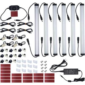 Under Cabinet LED Lighting Kit Plug in or Hardwired, 6 pcs 12 Inches Light Strips, 2000 Lumen, Super Bright, for Kitchen Counter, Closet, Shelf Lights, 31W, Warm White (6 Bars) (Black Cable-Warm White 3000K)