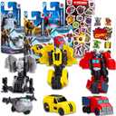 Transformers Earthspark Tacticons Action Figures - Bundle with 3 Transformers Toys Featuring Optimus Prime, Bumblebee, Megatron Plus Stickers | Earthspark Tacticon Toy Figures