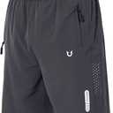 NORTHYARD Men's Athletic Running Shorts Gym Workout 7"/ 9"/ 5" Quick Dry Lightweight Sports Basketball Tennis 3 Zipper Pockets Darkgrey S