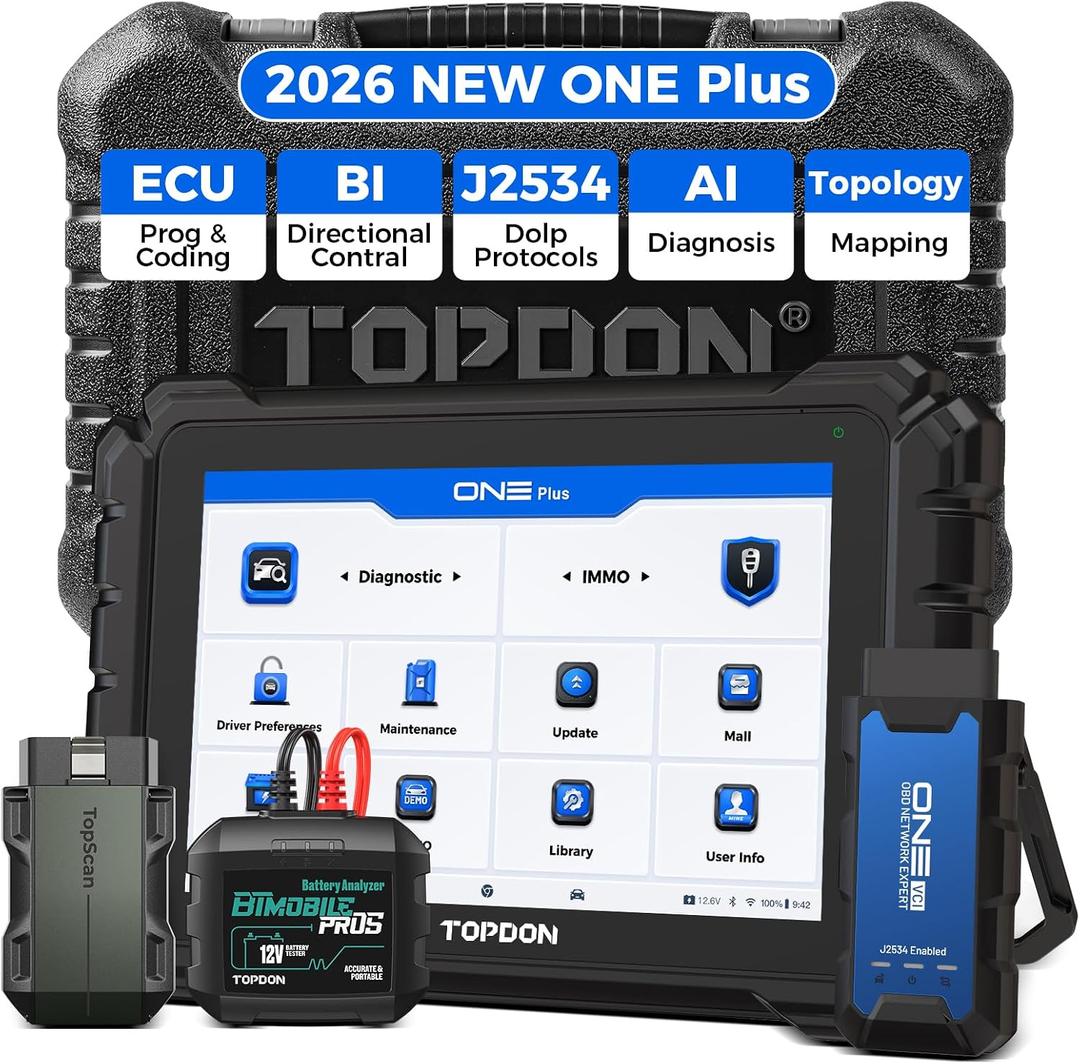 TOPDON ONE Plus OBD2 Scanner, Diagnostic Tool with ECU Programming & Coding Professional Bidirectional Scan Tool, 50+ Reset, J2534 Pass-Thru/DoIP, Car Scanner with Topology Mapping