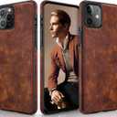 LOHASIC for iPhone 12 Case, for iPhone 12 Pro Leather Case, Slim Luxury PU Non-Slip Grip Rugged Shockproof Full Body Protective Cover Cases Compatible with iPhone 12/12 Pro 6.1" (2020) - Vintage Brown