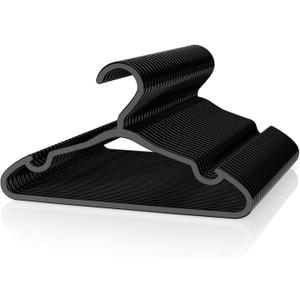 Plastic Kids Hangers - 30 Pack Non-Slip Baby Clothes Hangers for Closet, Toddler & Newborn Clothing Pants, Skirts, Coats (Black)