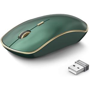 JOYACCESS 2.4G Slim Wireless Silent Mouse, Portable Wireless Computer Mouse with 5 Adjustable DPI Levels, USB Mice for Desktop, Notebook, MacBook, Chromebook, PC (Green)