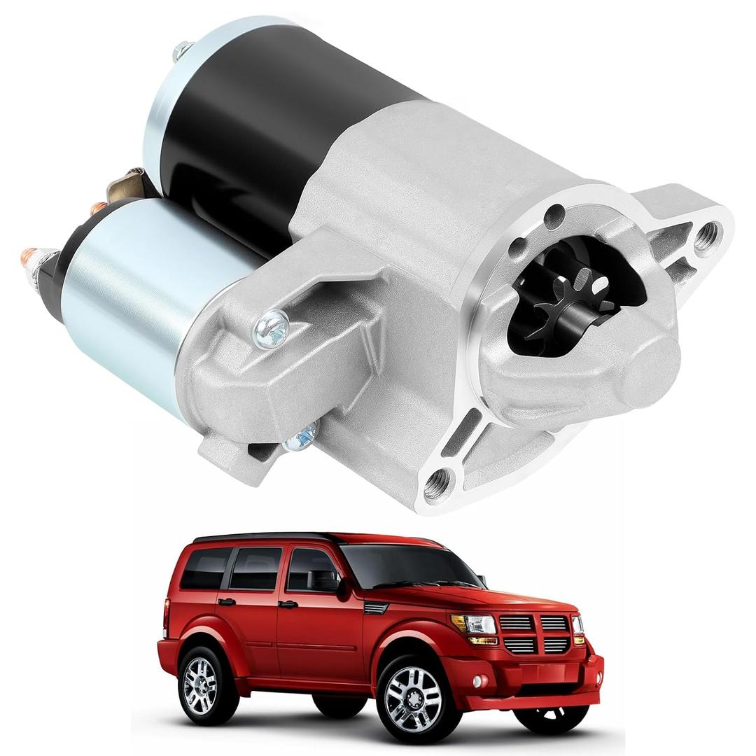 Starter Motor Compatible with Jeep KK Series Liberty 2010-2012, Compatible with Dodge Nitro 2010-2011, 3.7L 12V 1.2KW 10 Teeth Clockwise, Replace 4801854AA M000T32972