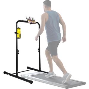 Leinuosen Large Handle Bar for Walking Treadmill Pad Only with Phone Holder and Cup Holder Adjustable Handrail Height from 50 to 67 Inch Comfortable Grip Stainless Steel Frame Overbold Stable