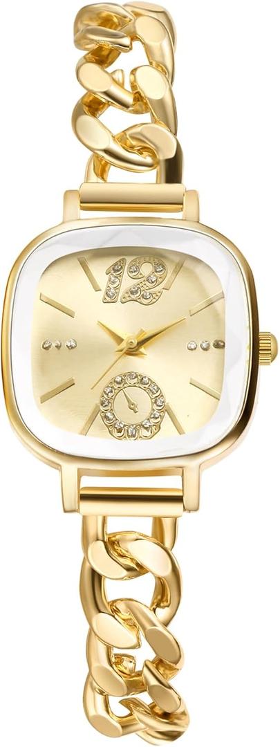 Avaner Women's Square Bracelet Watches: Analog Quartz Elegant Stainless Steel Wrist Watches for Women Ladies (Gold)
