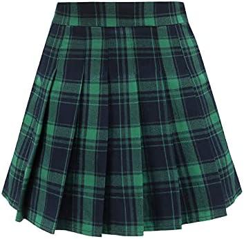 TONCHENGSD Women's High Waist Pleated Mini Skirt Skater Tennis Skirt Size S