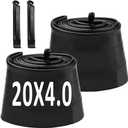 20X4.0 inch Bike Tube with AV35mm Schrader Valve Electric Bike Inner Tubes Premium Butyl Rubber Bicycle Tube 2 Pack Fat E-Bike Tubes