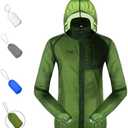 Dooy Sun Protection Jacket Ultra Light Thin Breathable Packable Outdoor Cycling Jacket Hoodie Skin Clothing for Men & Women XL Green