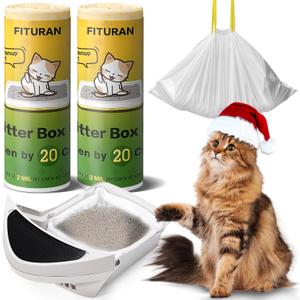 Cat Litter Box Liners Ultrathick 26 x 16 inch Heavy Duty Drawstring Bags 40 CountCompatible with Litter Robot 3/4Scratch-Resistant, Leak Proof, Cat litter Box Waste Bags for Pet Kitty