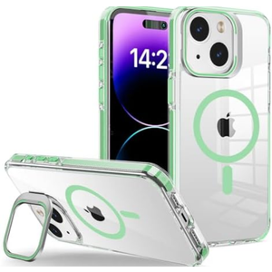 WOGROO iPhone 13 Pro Max Case  MagSafe Compatible, Magnetic Kickstand Case for Women, Clear Green