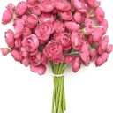 Floroom Ranunculus Artificial Flowers 18 Pcs Fuchsia Faux Silk Mini Ranunculus Bulk Fake Wedding Filler Flowers for DIY Hot Pink Bouquets, Centerpieces, Bridal Shower Decorations & Arrangements