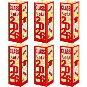 Tellingyou 6 Pcs Graduation Table Centerpieces Boxes Class of 2026 Graduation Lantern with LED Light Congrats Grad School College Photo Props for Party Table Decor