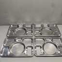 Hacaroa 4 Pack Stainless Steel Divided Dinner Plates, 15x10.6 Inches Large Snack Serving Plate with 6 Compartment, Metal Food Trays for Adults, Diet Food Portion Control, Picky Eaters