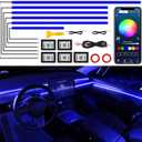 Acrylic Interior Car LED Strip Light with Wireless APP, Car Accessories 6 in 1 with 175 inches 593 LEDs Fiber Optic Ambient Lighting Kits, RGB Dynamic Music Sync Neon LED Strip Light for Car