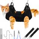 PatiencET Cat Grooming Hammock Pet Hammock Cat Nail Clipper Hammock for Nail Trimming Dog Sling for Nail Clipping Dog Hanging Harness (Black , Size XS)