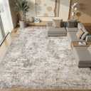 10x12 Area Rugs for Living Room: Washable Large Neutral Abstract Rug Soft Non Slip Stain Resistant Low Pile Indoor Carpet for Bedroom Dining Room Nursery Office Playroom - Brown Grey