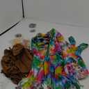 7 Pcs Women Hippie Costume Accessories, 60s 70s Costume Outfit Kit, Including Hippie Tie Dye Poncho, Fringe Boot Covers, Peace Sign Necklace, Turquoise Earrings, Sunglasses, Flower Headband
