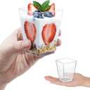 SHOPDAY 5 Oz-Plastic-Dessert-Cups: 120 Pack Square-Clear-Cups-with-Spoons, Parfait-Cups Appetizer-Cups Small-Plastic-Cups Mini Shooter-Cups for Party Yogurt Mousse, 120 Count
