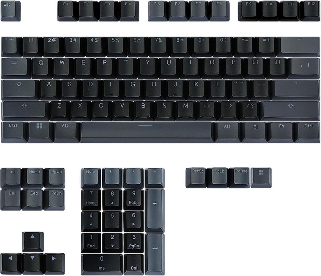 Happy Balls ABS Keycaps Doubleshot Backlit Shine Through Keyset Cherry MX OEM Profile US Layout for 61/87 TKL/104 MX Switches Mechanical Keyboards(Black and Gray)