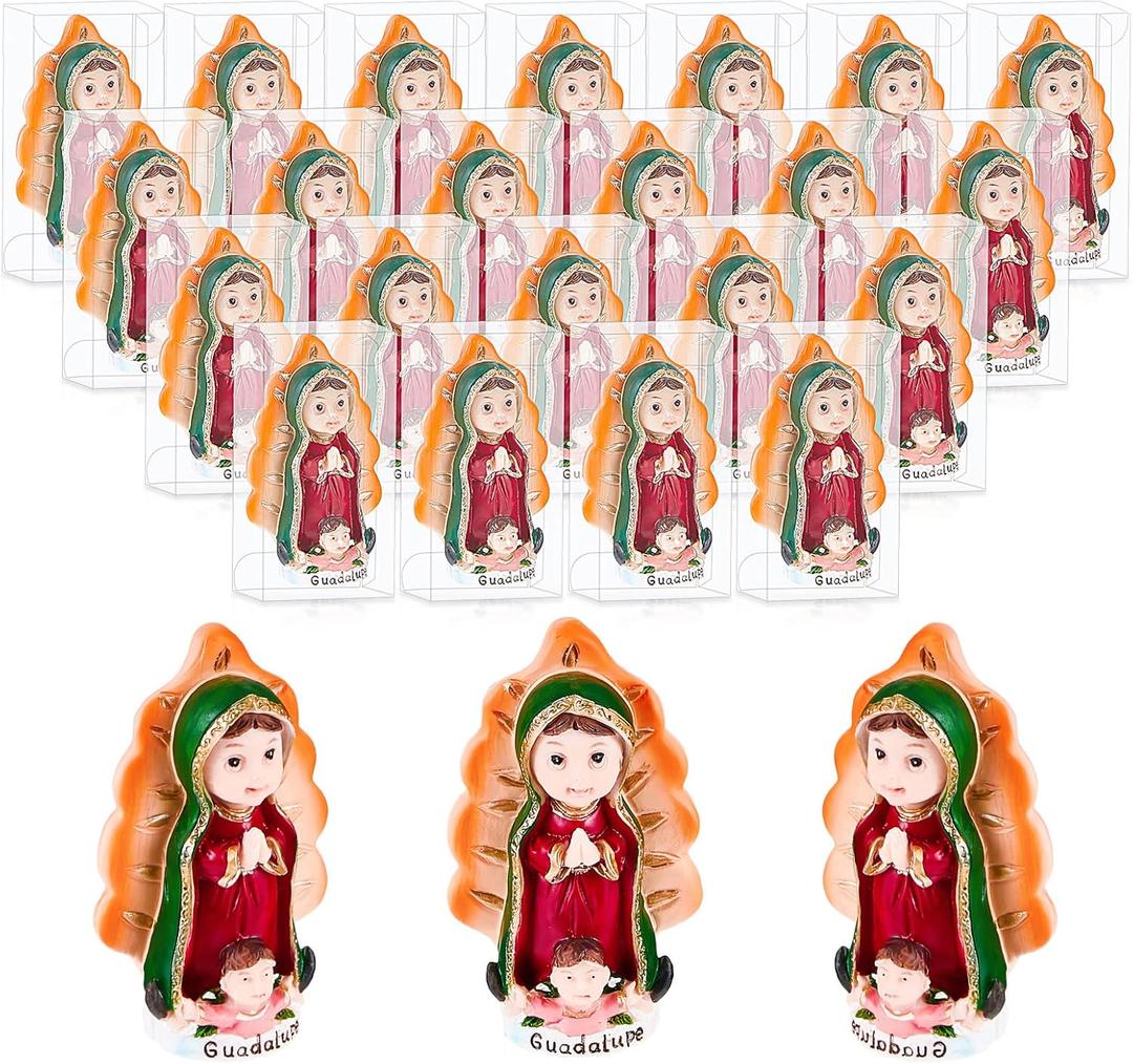 Taiyin 32 Pcs Our Lady of Guadalupe Statues Bulk Mini Resin Virgin De Figurine Small Baptism Party Favors Religious Keepsake for Guests Easter Eggs Stuffers First Communion Sunday Baptism Gifts