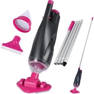 Rechargeable Handheld Hot Tub Spa Pool Vacuum, Cordless & Waterproof IPX8, 60-Min Runtime, 2 Brush Heads, Spot Cleaner for Spas & Small Pools up to 20ft (Dyson-Style Gray)