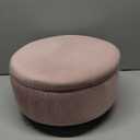 JKSVTF Ottoman Stool Round Ottoman Foot Rest Stool Seat Pouf Ottoman Footstool with Non-Skid Wooden Legs Modern Decorative Living Room Shoe Stool (Pink)