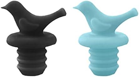OGGI Little Bird Silicone Wine Stoppers, 2 Pcs Decorative Set, Reusable & Cute for Wine & Beer Bottles DIY Craft (Black, Blue) And Birthday Candy
