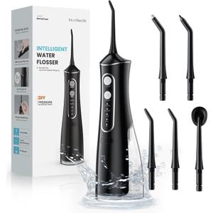 Water Flosser for Teeth Cordless: 300ML Cordless Oral Irrigator with DIY Pressure for Braces and Family, 4 Modes & 5 Jet Tips, 30-Day Battery, IPX7 Waterproof Dental Flosser for Daily Oral Care Travel