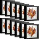Tuanse 12 Pcs Shadow Box Bulk Display Case Plastic Shadow Box Picture Frame for Photos Flower Wedding Bouquets Pet Memorial Graduation Object Butterfly Tickets Wall Tabletop(8 x 8 Inch, Black)