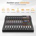 GP80 8 Channel Audio Mixer, USB Audio Interface Sound Board for Streaming with 24-bit DSP, Bluetooth 5.0, 48V Phantom Power, Mixer Board for Podcast Equipment, Studio Equipment, Streaming Mixer