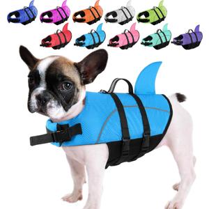 Queenmore Small Dog Life Jacket,Shark Dog Life Vest for Swimming,Puppy Light Life Preserver for Boating Kayaking Canoeing,Pet Lifesaver with High Buoyancy,Rescue Handle,Leash Hook (Peacock Blue,S)