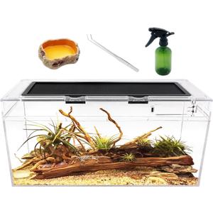 Reptile PC Terrarium Set, 6.6 Gallon Reptile Tank 20" x 10"x 8",for InsectFish,Tarantula,Hermit Crab,Jumping Spider,Iguana,Tortoise,Leopard Gecko,Frog,Bearded Dragon