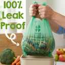 YORJA 1.6 Gallon Tie Handles Compost Trash Bags 120 Food Scrap Bags, Compostable Kitchen Waste Bags with Europe EN13432 & ASTM D6400 Certified