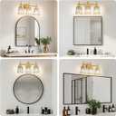 Crystal Bathroom Light Fixtures Over Mirror, Gold 3-Light Bathroom Vanity Lights Over Mirror Modern Wall Lighting Sconces with Ceramic E26 Base (Bulbs Not Include)