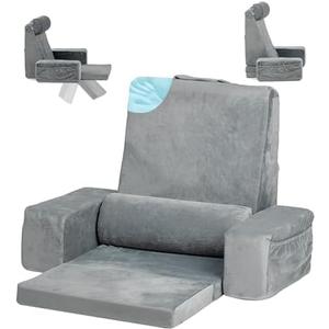 Reading Pillow for Bed Sitting Up,Sit Upright Floor Pillow with Seat Cushion,Comfortable Adjustable Back Height Support Pillow with Armrest,Backrest Pillow for Adults, Reading in Bed or Gaming,24" (Standard Width (Width: 16.9 inches), Grey)