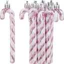 Sotiff Christmas Candy Canes Ornaments Plastic Glitter Candy Cane Christmas Tree Hanging Decorations for Holiday Party Favors (Pink and White,36pcs)