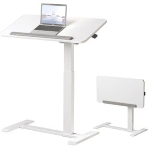 180 Tiltable Mobile Standing Desk, Overbed Table with Wheels, 25.6" - 40.5" Height Adjustable Bedside Table, Portable Rolling Computer Desk for Home Office, Hospital (White)