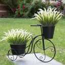 Grunyia 10 Bundles Artificial Plants Outdoor Fake Grass with Flowers UV Resistant Greenery Garden Porch Window Box Decorating (White)