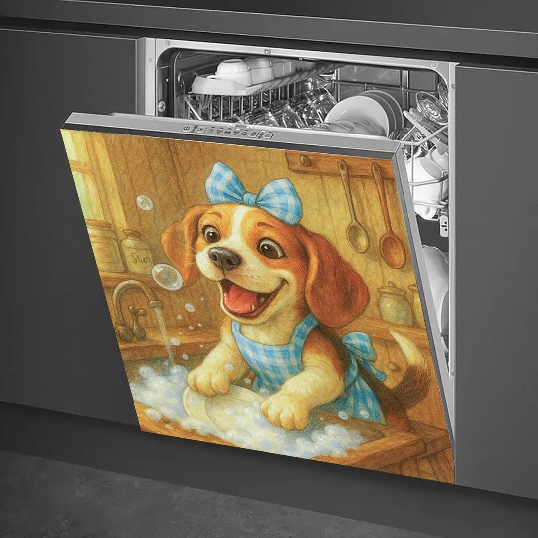 HOMETITUTE Dishwasher Magnet Cover 23x26 Inch Beagle Dishwashing Pattern