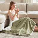 Heated Blanket Throw Size - Waffle Heating Blanket Fast Warming with 6 Heat Settings & 4 Hours Auto-Off, 50"x60", Sage Green