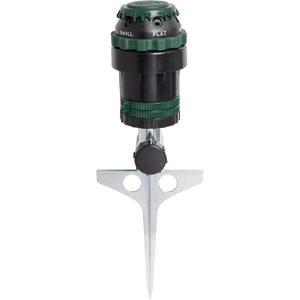 Orbit H2O-Six Gear-Drive Sprinkler on Metal T-Spike - Customizable Lawn Watering Coverage - Multi-Pattern Rotating Head with Adjustable Spray Range - Durable Outdoor Yard Irrigation Sprinkler - 58573