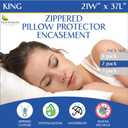 Four Seasons Essentials Waterproof King Pillow Protectors (Set of 2) – Zippered Pillow Cover Hypoallergenic Dust Allergy Proof Encasement