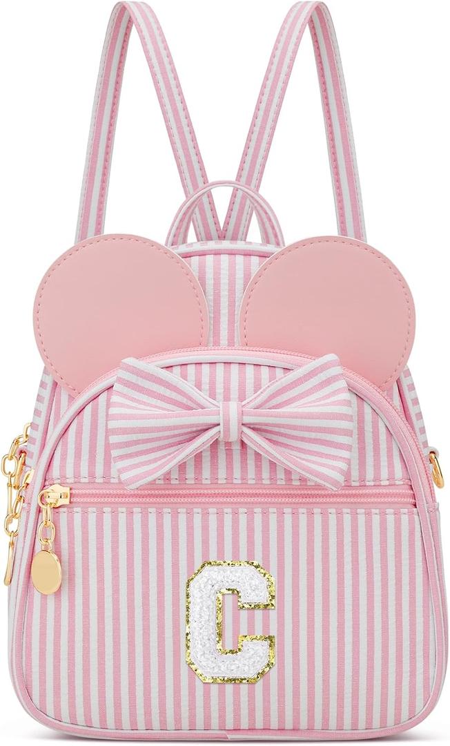 Personalized Birthday Gift for Toddler Girls, Small Initial Backpack Purse for Little Girl, Cute Mini Purse for 3-10 Years Old Kids,Pink C
