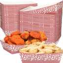 Zhehao 100 Pcs Cielito Lindo Party Decoration Supplies Mexican Snack Trays Platos De Barro Terracotta Clay Mexicanos Nacho Popcorn Disposable Trays for Cinco De Mayo Wedding(Pink Flower)
