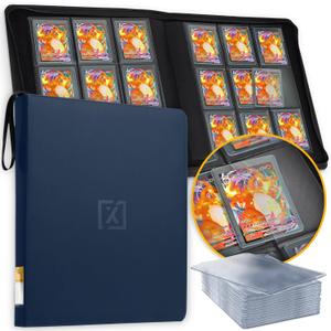 X PRO Top Load Card Binder - Compatible with Top-loading Card Cases - Fits 252 | 20 Premium Loaders Included | 9-Pocket Ringless Double-Sided Pages | Storage for TCG & Sports Cards (Midnight Blue)